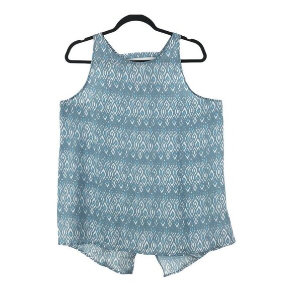 Cupcakes and Cashmere Large Miah Crossback Tank Top Sleeveless Geometric Blue - Picture 1 of 3